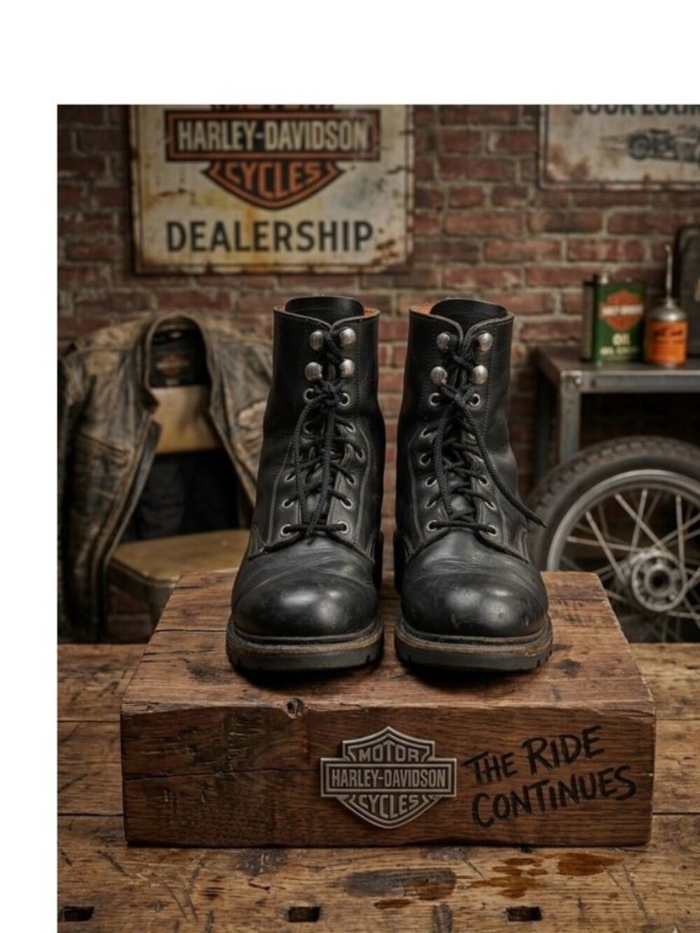 Harley Davidson Black Combat Biker Boots !2